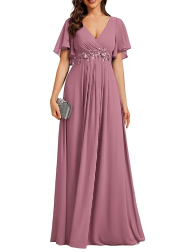 Ever-Pretty Womens V Neck Applique Mother of the Bride Dresses Formal Dress