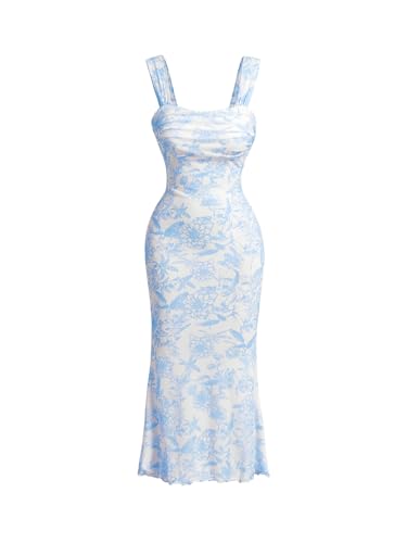 GORGLITTER Women's Floral Wedding Guest Bridal Shower Cocktail Midi Dresses