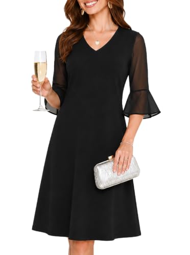 oten Cocktail Formal Dinner Party Wedding Guest Dress with Sleeves Balck M