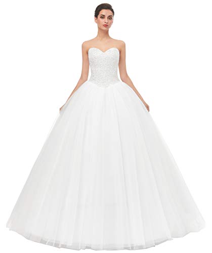 Likedpage Women's Ball Gown Bridal Wedding Dresses (US16W, Ivory)