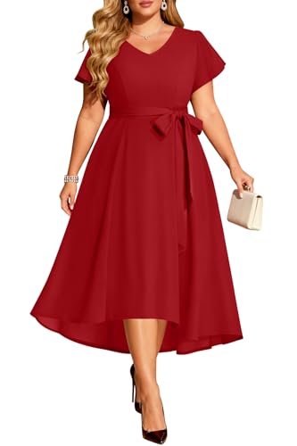 Pinup Fashion Plus Size Wine Red Wedding Guest Formal Burgundy Long Dress