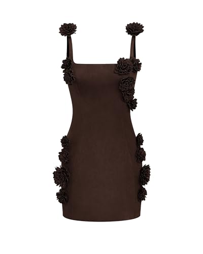 JW PEI Women's Elaina Rosette Applique Mini Dress - Chocolate Brown