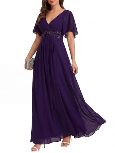 Ever-Pretty Womens V Neck Applique Mother of the Bride Dresses Formal Dress