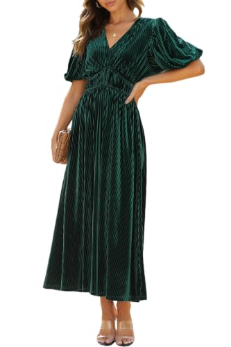 Maxigerui Women's Velvet Maxi Dress Fall Formal Wedding Guest Dress L | Semi Formal to Formal, Autumn Winter Holiday Party Dress, Photo Outfit