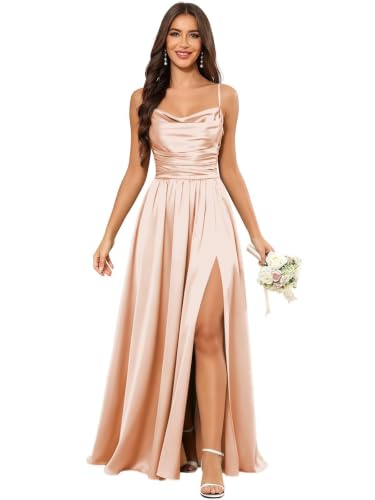 EBAKUS Bridesmaid Dresses for Women Rose Gold Evening Gown Size 12