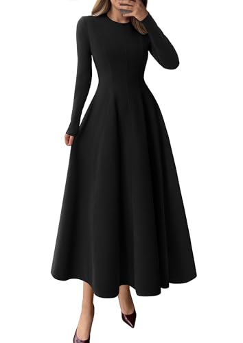 PRETTYGARDEN Women's Fall Long Sleeve A Line Midi Elegant Cocktail Dress