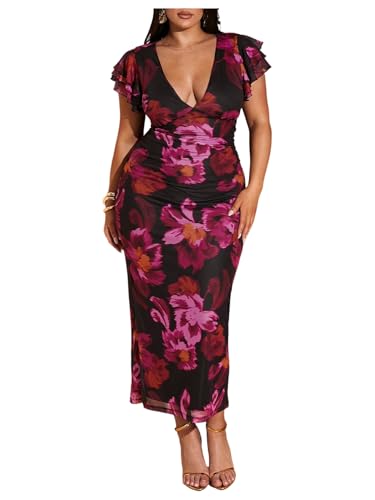 BEAUDRM Women's Plus Size Cocktail Maxi Dress Wedding Guest Party Dresses