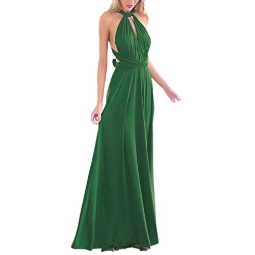 Women's Transformer Convertible Multi Way Wrap Long Prom Maxi Dress V-Neck High Low Wedding Bridesmaid Evening Party Grecian Dresses Boho Backless Halter Formal Cocktail Dance Gown Green Medium