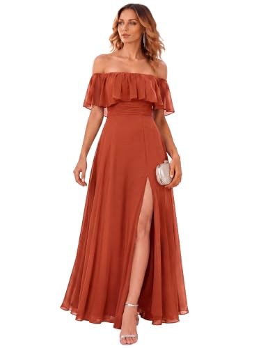 Ever-Pretty Women's Off Shoulder Chiffon Formal Bridesmaid Dresses