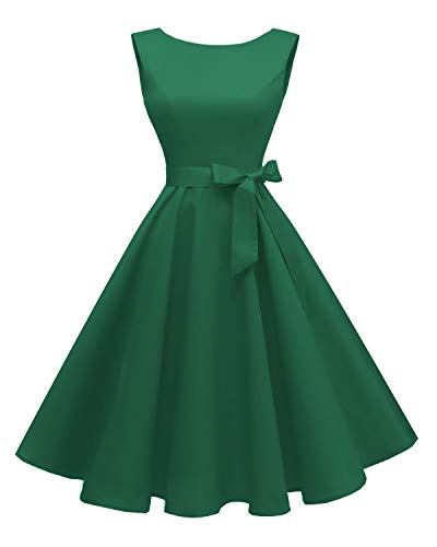 Hanpceirs Sleeveless Vintage 1950s Cocktail Dress Green XL