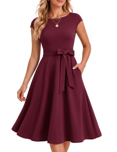 Red Women's Cocktail Dress, Formal Wedding Guest Party Dresses Burgundy M