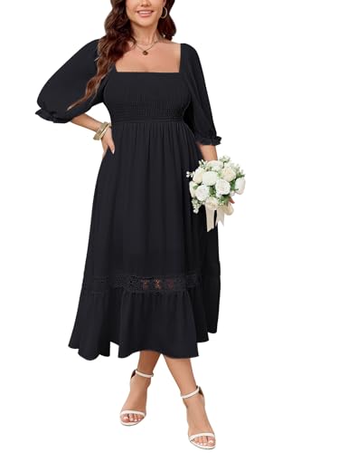 SCOMCHIC Womens 2030 Plus Size Fall Dresses White Bridal Shower Maxi Dress