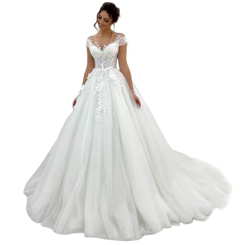 Plus Size Off Shoulder Tulle Wedding Brides Dresses for Women Aline Applique Sleeveless Summer Boho Beach Bridal Gowns with Pleated Ivory Plus Size 22