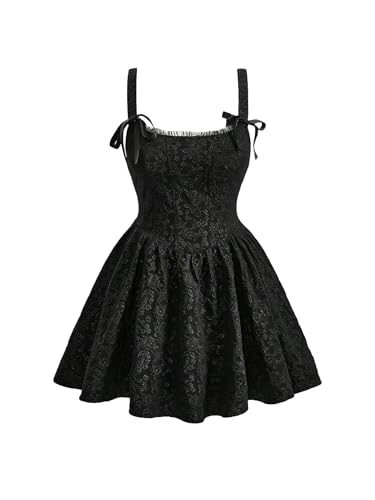 BEAUDRM Women's Plus Size Dresses Cocktail Spring Summer Wedding Guest Dress Jacquard Mini Short Sundresses Brunch Outfits Black XX-Large Plus