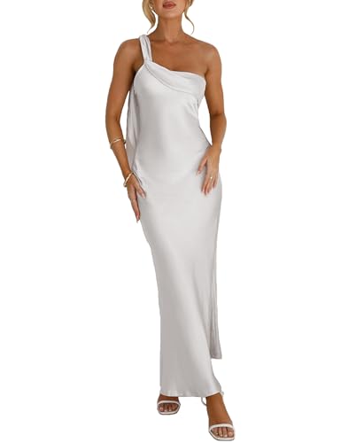 MOYNOTE 2026 Satin One Shoulder Formal Maxi Dress for Women Wedding Guest | Summer,Ruffle,Elegant,Cocktail,Bridesmaid,Prom,Beach,Date Night,Vacation,Backless,Adjustable Strap,Party,Evening