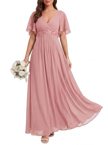 Ever-Pretty Womens V Neck Applique Mother of the Bride Dresses Formal Dress
