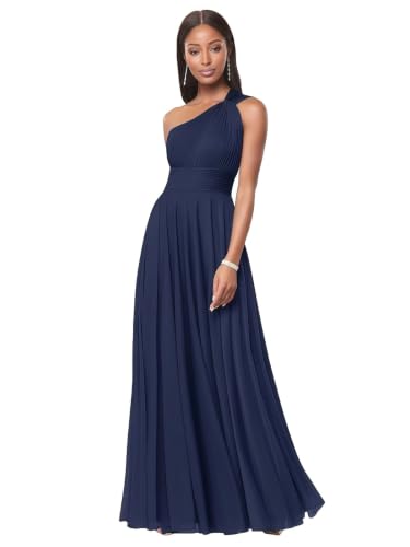 Yixkuyix Bridesmaid Dresses for Women One Shoulder Pleated Formal Dress