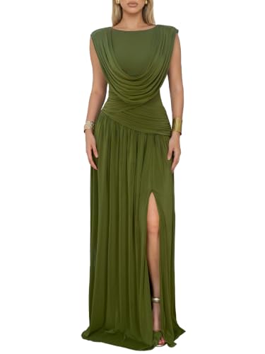 CurvySweet Women Athena Convertible Ruched Formal Wedding Guest Maxi Dress