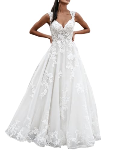 Wedding Dresses for Bride Tulle Lace 2026 A-line V-Neck Beach Bridal Gowns