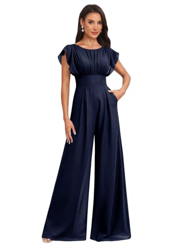 Scoop Neck Jumpsuits Chiffon Mother of The Bride Dresses for Wedding Guest
