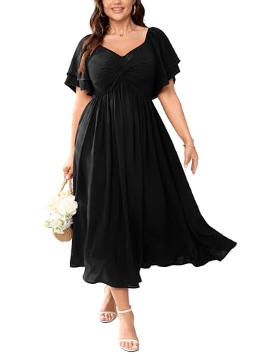 SCOMCHIC Women's Plus Size Cocktail Dress Black