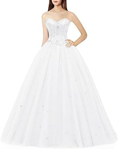 Likedpage Women's Sweetheart Ball Gown Tulle Quinceanera Dresses Prom Dress (US10, Ivory) … …