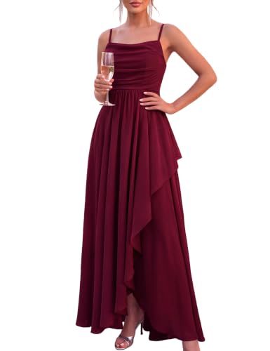 VOUIAO Formal Evening Gown Wedding Guest Bridesmaid Choir Dress burgundyL