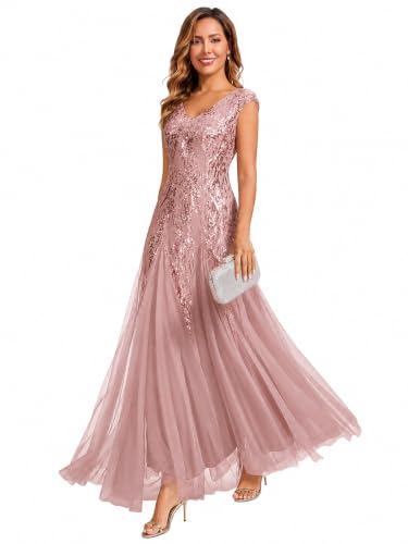 Ever-Pretty Women's Maxi Formal Gowns Sequin Mother of the Bride Dresses