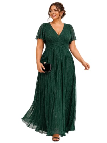 Ever-Pretty Women's Maxi Shimmer Plus Size Formal Wedding Guest Dresses