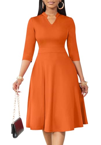 Nmoder Casual Dresses for Women Stand Collar Church Fit and Flare Dress