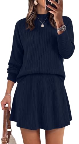 Sweater Dress 2 Piece Sets Fall Dresses for Women Cruise Outfits Navy S