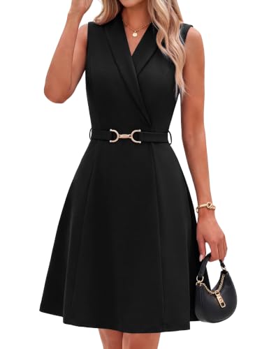 Simplee Womens Sleeveless Business Work Dresses Fit and Flare Church Dress