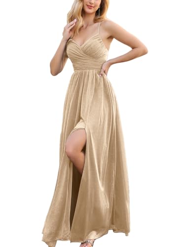 VOUIAO Women Choir Dress Formal Wedding Guest Bridesmaid Gown Apricot S