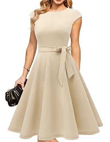 Cocktail Dresses for Women Wedding Guest, Formal Church Dress Champagne L