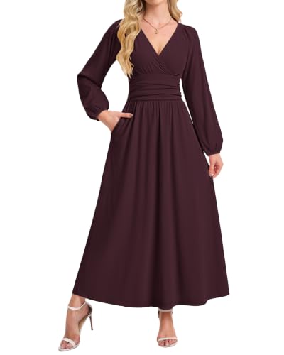 AUSELILY Womens Long Sleeve Maxi Dresses Fall Winter Wrap Formal Dress