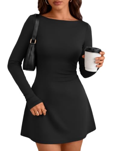 Trendy Queen Womens 2026 Fall Mini Dresses Long Sleeve Bodycon Y2K Dress