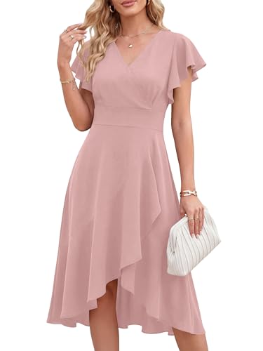 ANRABESS Womens Fall Wedding Guest Cocktail Semi Formal Wrap Midi Dresses