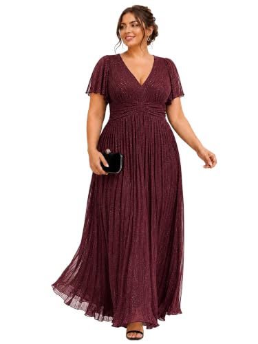 Ever-Pretty Women's Maxi Shimmer Plus Size Formal Wedding Guest Dresses