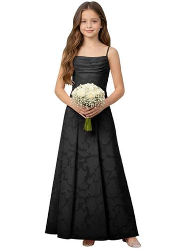 WDCVGTR Cowl Neck Junior Bridesmaid Dress Black Long Prom 12