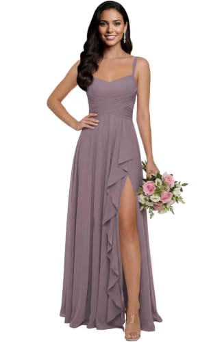 Chiffon Mauve Bridesmaid Dresses for Women with Slit US0