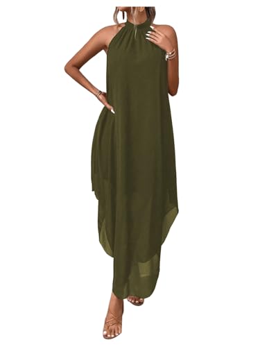 Verdusa Women’s Formal Wedding Guest Dress Halter Flowy Chiffon Long Dress