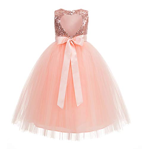 Heart Cutout Sequins Tulle Formal Pageant Girl Dress Wedding Dresses 172seq 5