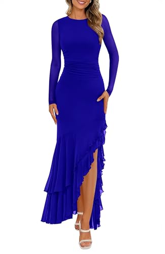BTFBM Women's Maxi Dresses Fall 2026 Long Sleeve Wedding Guest Dress