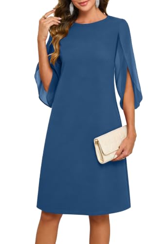 oten Womens 2026 Flutter Sleeve Cocktail Dress, Gray Blue, L