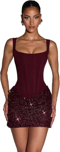 Short Homecoming Dresses 2026 Sequin Satin Corset Mini Cocktail Party Dress