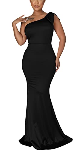 JTNFairy Women's Sexy Sleeveless One Shoulder Bodycon Guest Dresses Classy Party Evening Long Formal Dress