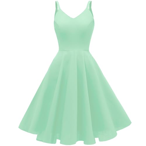 GOOBGS Women's Vintage Spaghetti Strap Cocktail Dresses Mint M