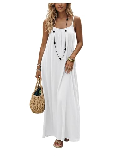 SHENHE Women's Open Back Spaghetti Strap Backless Maxi Dress Flowy Sundress