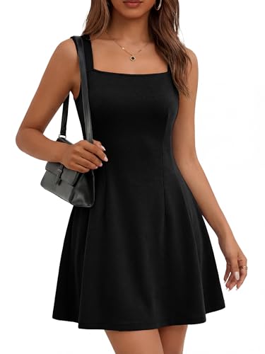 BerryGo Women's Square Neck Sleeveless Mini Dress A-Line Short Dresses 2026