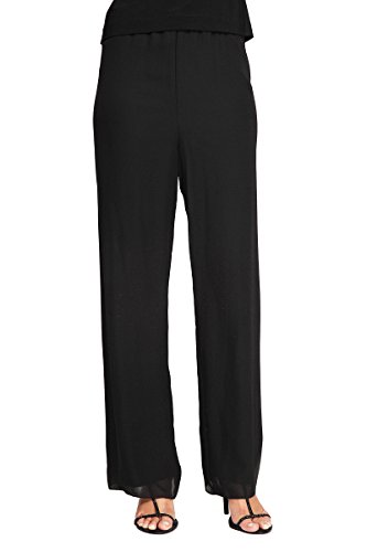 Alex Evenings Women's Silky Chiffon Straight Leg Pant Black